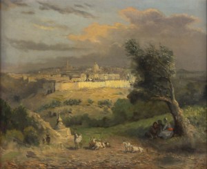 Tableau Jérusalem depuis le Mont des Oliviers 19e siècle||||||||