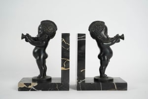 Paire de serre-livres Art Déco en bronze signe Becquerel fondeur Etling|||||||||