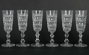 6 flutes à champagne Baccarat, XIXème siècle||||||