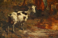 Théodore Levigne (1848-1912) Vaches s’abreuvant à l’étang huile sur toile vers 1875