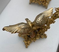 1970′ Table Basse Aux Aigles En Bronze Doré Signée De Boeltz Pour Roméo Paris