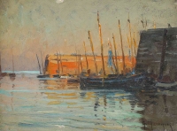 Georges Philibert-Charles Maroniez Vue de Quiberon huile sur panneau 15 aout 1912