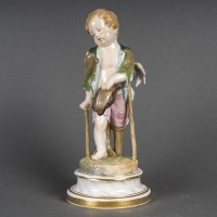 Figurine en porcelaine, l&#039;amour mendiant de la manufacture de Meissen, XIXe siècle