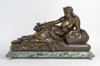 Bronze Représentant Cleopatre Allongée, Fonte De Barbedienne, époque Napoléon III
