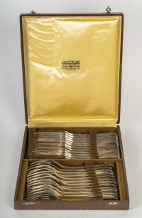 Service à poisson de la Maison d’Orfèvrerie Christofle en métal argenté, 1960-1970.