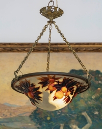 Émile Gallé (1846-1904) Suspension Art Nouveau en verre Soufflé-Moulé circa 1900
