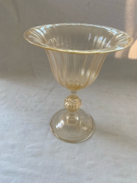 1970/80 ′ Vase Cristal Murano Avec Paillons D’ Or Murano