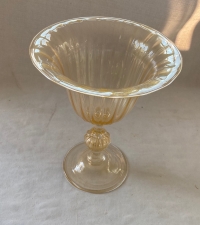 1970/80 ′ Vase Cristal Murano Avec Paillons D’ Or Murano