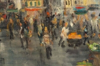 Serge Belloni (1925-2005) dit Le peintre de Paris Vue de Saint Eustache à Paris  huile sur panneau vers 1960