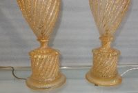 1950/70 Paire de Lampes Barovier &amp; Toso Avec Paillons d’Or