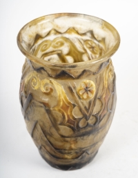 Gabriel Argy Rousseau - Vase Modèle « feuilles De Chardon », 1927 En Pâte De Verre Art Déco