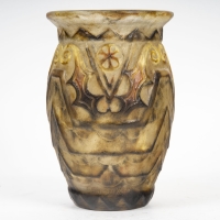 Gabriel Argy Rousseau - Vase Modèle « feuilles De Chardon », 1927 En Pâte De Verre Art Déco