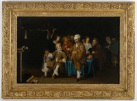 École de David Ryckaert III (1612-1661) L’Alchimiste et la Vanité huile sur bois du XVIIeme siècle