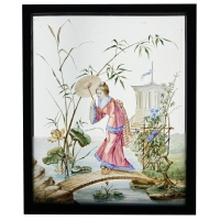 Vitrail Vitraux jeune femme à l’ombrelle (67 x 58 cm)