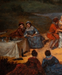École Française du XVIIIème siècle - Banquet Champêtre huile sur toile vers 1750