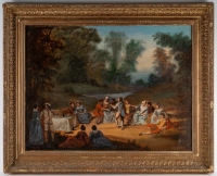 École Française du XVIIIème siècle - Banquet Champêtre huile sur toile vers 1750