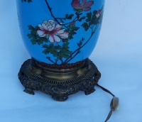 1890′ Lampe Cloisonnée Japon Aux Oiseaux et Fleurs