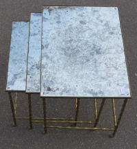 1950/70 Série de 3 Tables Gigognes Modèle Bambou avec Pieds Maison Baguès