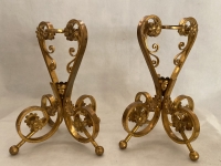 1870′ Paire de Cornets Baccarat Ou Similaires Monture Bronze, Monogramme a la Couronne