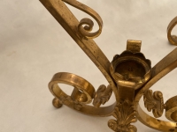 1870′ Paire de Cornets Baccarat Ou Similaires Monture Bronze, Monogramme a la Couronne
