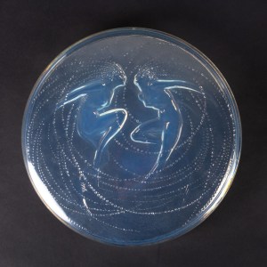 Boîte « Deux Sirènes » verre opalescent - base satin bleu de René LALIQUE||||||