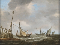 Navires près de la côte - Abraham Hendricksz van Beyeren (1620/21 – 1690)