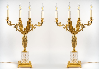 Paire de candélabres à 4 bras de lumières. XIXème siècle.|Paire de candélabres à 4 bras de lumières. XIXème siècle.||||||||||