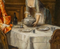 Théodore Levigne (1848-1912) Retour de chasse huile sur toile vers 1907