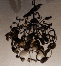 1900′ Lustre Boule de Gui en Bronze Art Nouveau a 5 Lampes