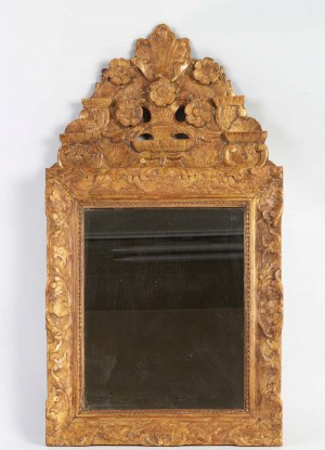 Miroir au mercure Louis XIV en bois doré 18e siècle|||||||||