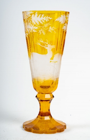 Gobelet en cristal de Bohême jaune, XIXème siècle||||||