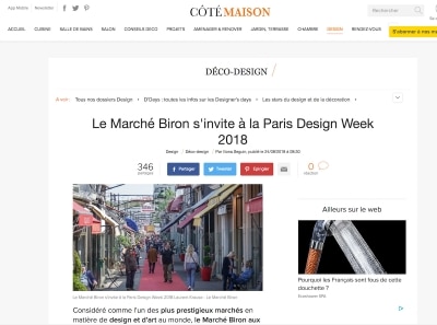 Article Paris Design Week 2018 dans Côté Maison par Iliona Seguin||