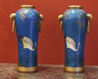 Paire de Vases au Grues &quot;Minton 1815 &quot;&quot; Thomas Minton ( 1765/1835 )