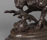 Sculpture - Chien Au Canard , Paul - Édouard Delabrièrre (1829-1912) - Bronze