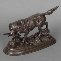 Sculpture - Chien Au Canard , Paul - Édouard Delabrièrre (1829-1912) - Bronze