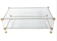 1970 Table basse en lucite et laiton par Pierre Vandel