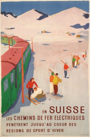 Hans Jegerlehner - En Suisse, les chemins de fer électriques pénètrent jusqu’au cœur des régions de sport d’hiver - 1950||
