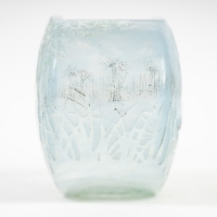 Daum Nancy - Rare Vase De Forme Jardinière à Décor De Cygne, Pâte De Verre Art Nouveau