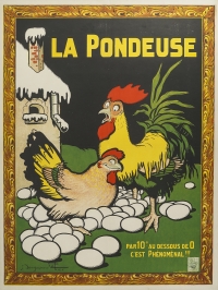Affiche Nourriture Originale, Rabier, La Poule Pondeuse, Coq, Neige, Oeuf, 1928