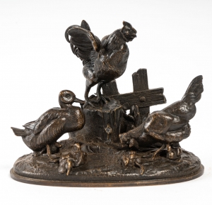 Sculpture en bronze, Basse cour, signée P.J. MENE (1810-1879)|||||||||||
