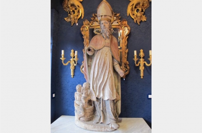 Sculpture en bois polychrome représentant Saint Nicolas||