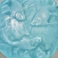Vase « Formose » verre opalescent patiné bleu turquoise de René LALIQUE