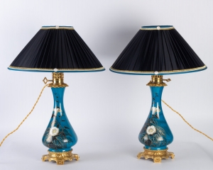 Paire de lampes en porcelaine et laiton 19e siècle Napoléon III|||||||||||