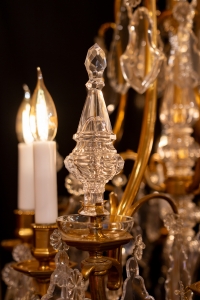 Lustre en bronze doré et décor de cristal taillé attribué à La Cristallerie de Baccarat vers 1880