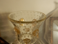 1970′ Vase Cristal Murano Style Barovier &amp; Toso Avec Paillons d’Or Non Signé