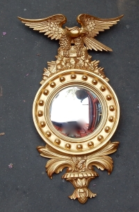 1880/1900′ Miroir Convexe à l’Aigle, Bois Doré