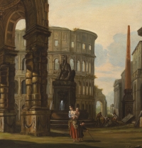 Caprice architectural romain – Ecole de Giovanni Paolo Panini XVIIIe siècle