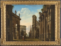 Caprice architectural romain – Ecole de Giovanni Paolo Panini XVIIIe siècle