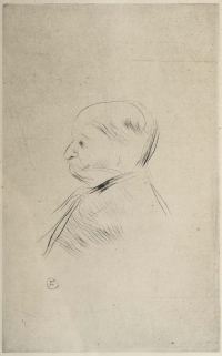 Henri De TOULOUSE-LAUTREC (1864-1901). Trois portraits réalisés à la pointe sèche.