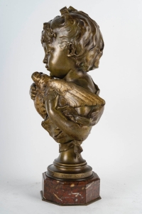 Félix Cana (1845-1895) « Premières Tendresses »  Buste en bronze